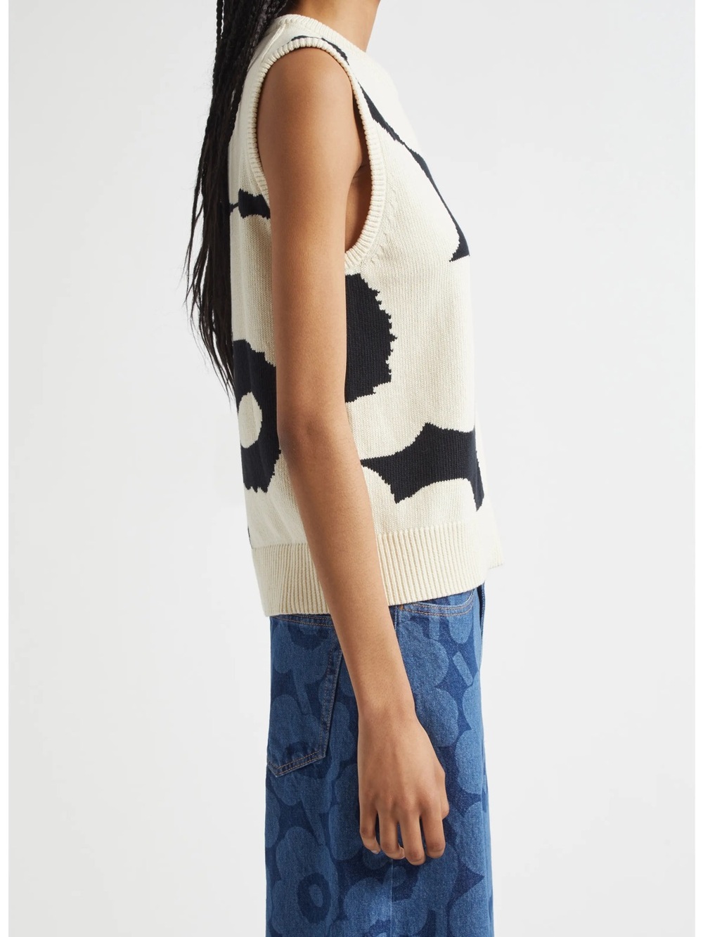 Marimekko Cream & Black Pioneeri Unikko Cotton Sweater Vest - Women’s Medium - Picture 8 of 8